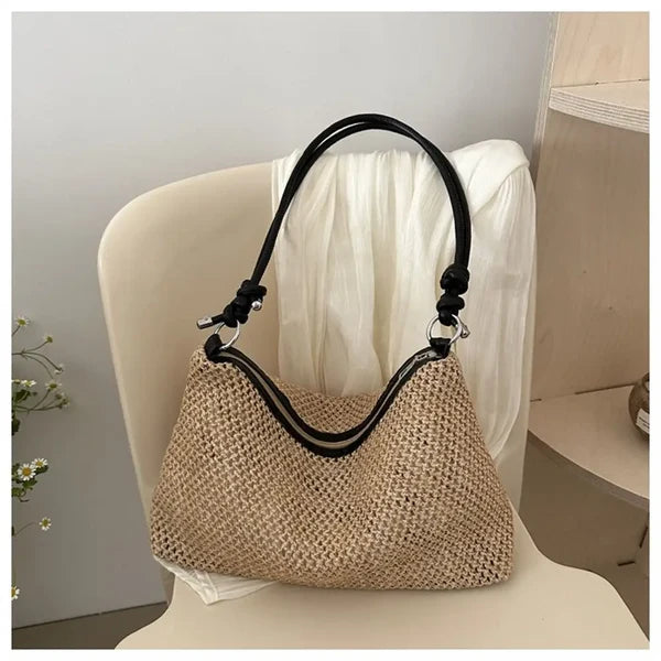 Black braided shoulder bag with knot detail