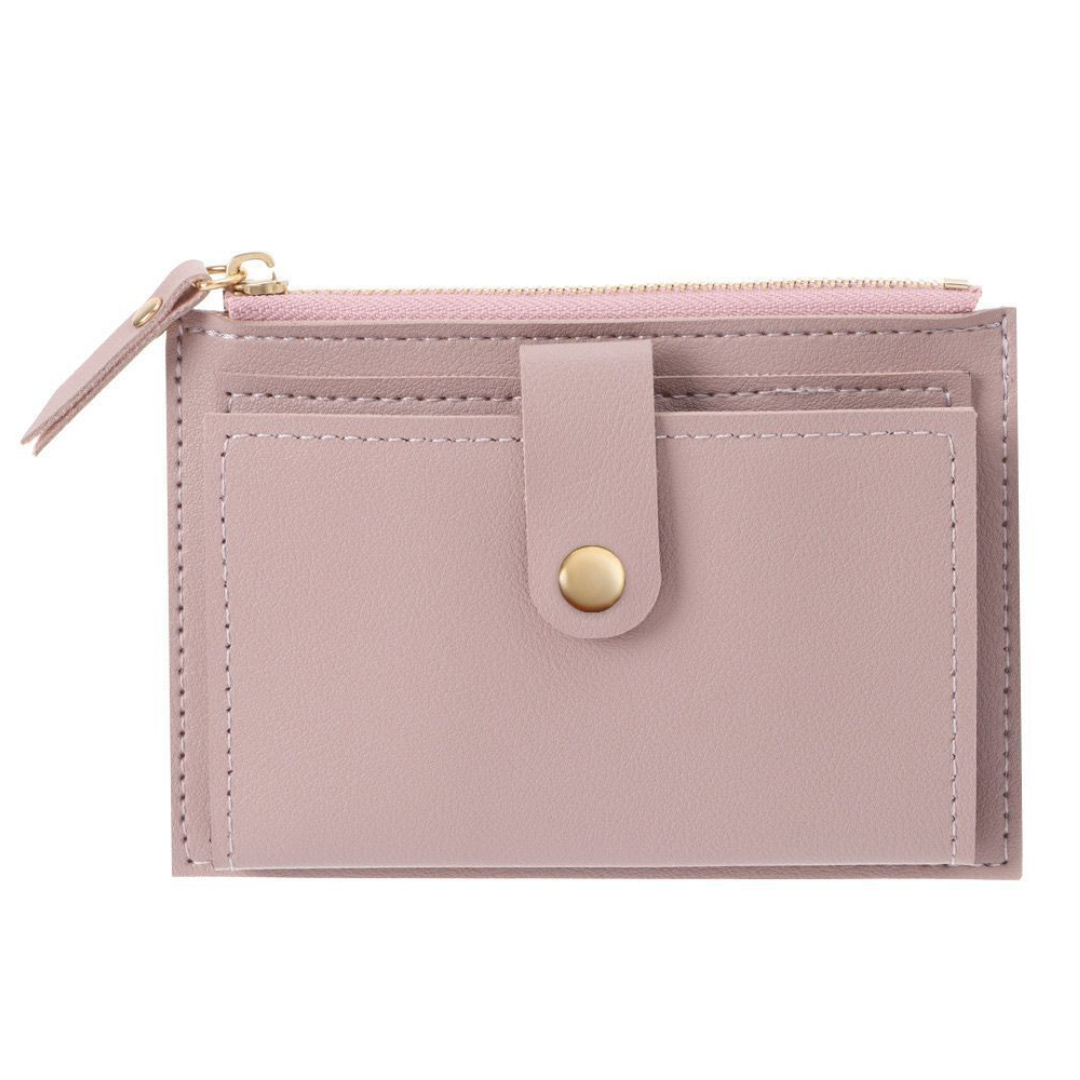 Compact everyday wallet for women in faux leather with internal card organization
