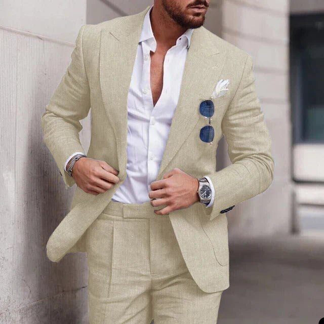 Men's nylon blend blazer single-breasted button closure and front pocket detail