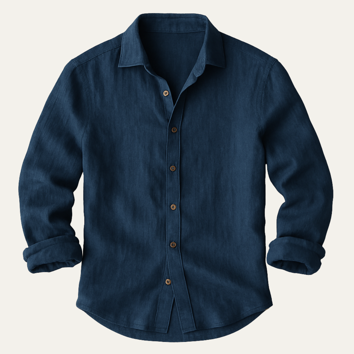 Men's long-sleeve linen button shirt with lightweight woven fabric