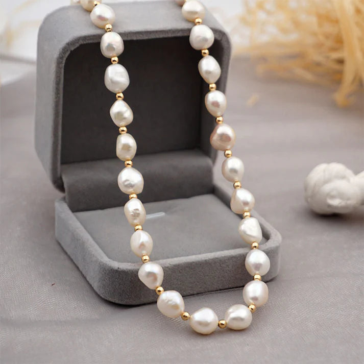Adjustable pearl necklace for women featuring a clasp closure and smooth round pearl detailing