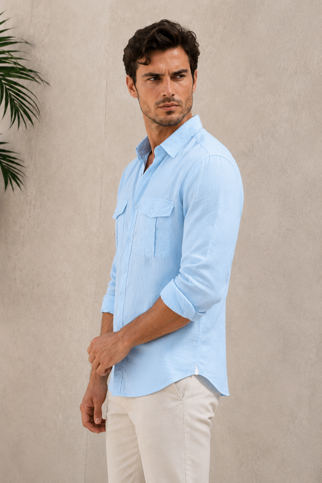Breathable cotton linen shirt for warm weather