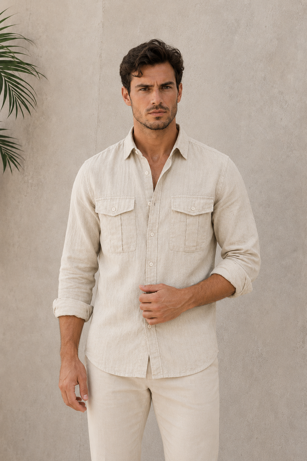 Classic collar shirt with long sleeves
