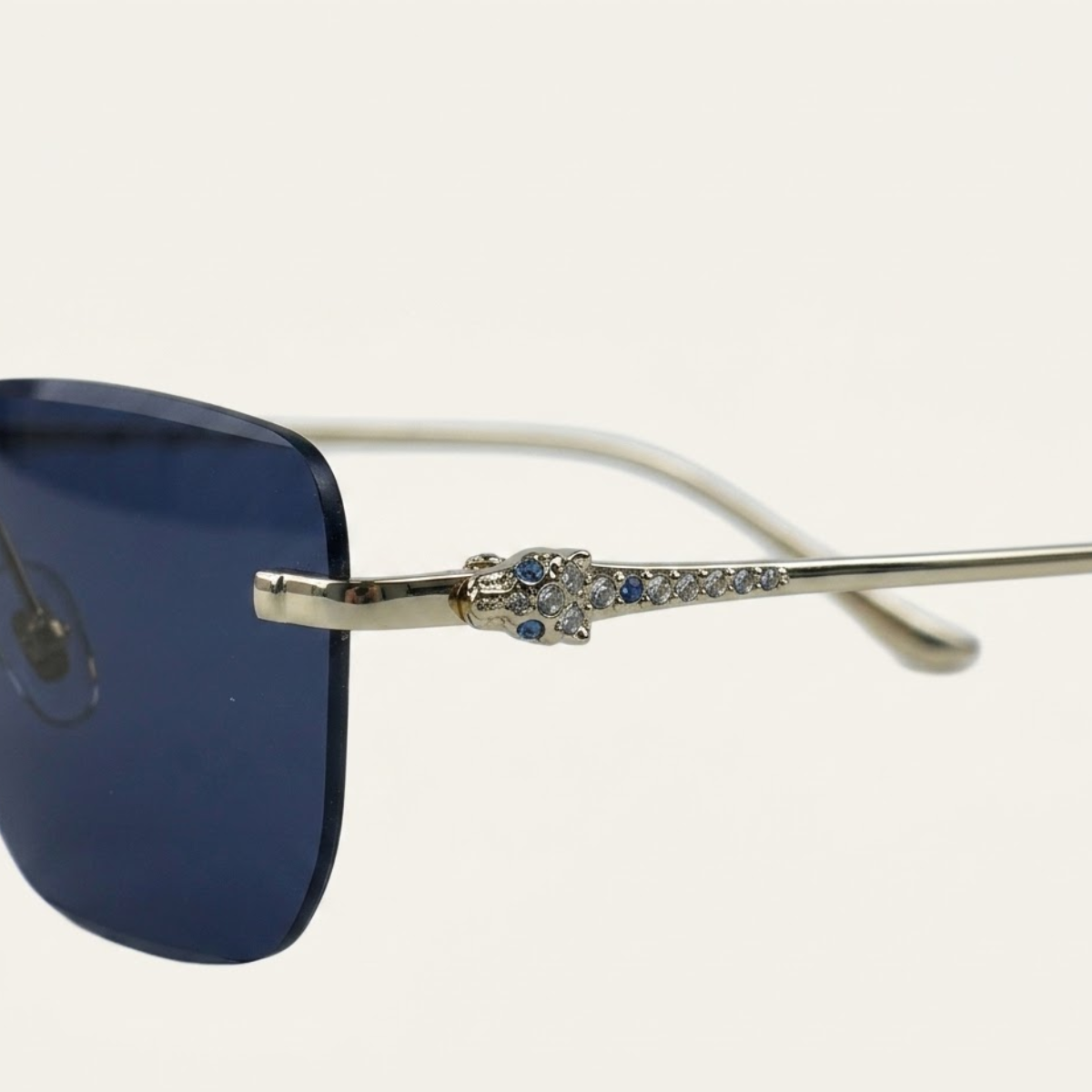 Men's rimless eyewear with geometric lenses
