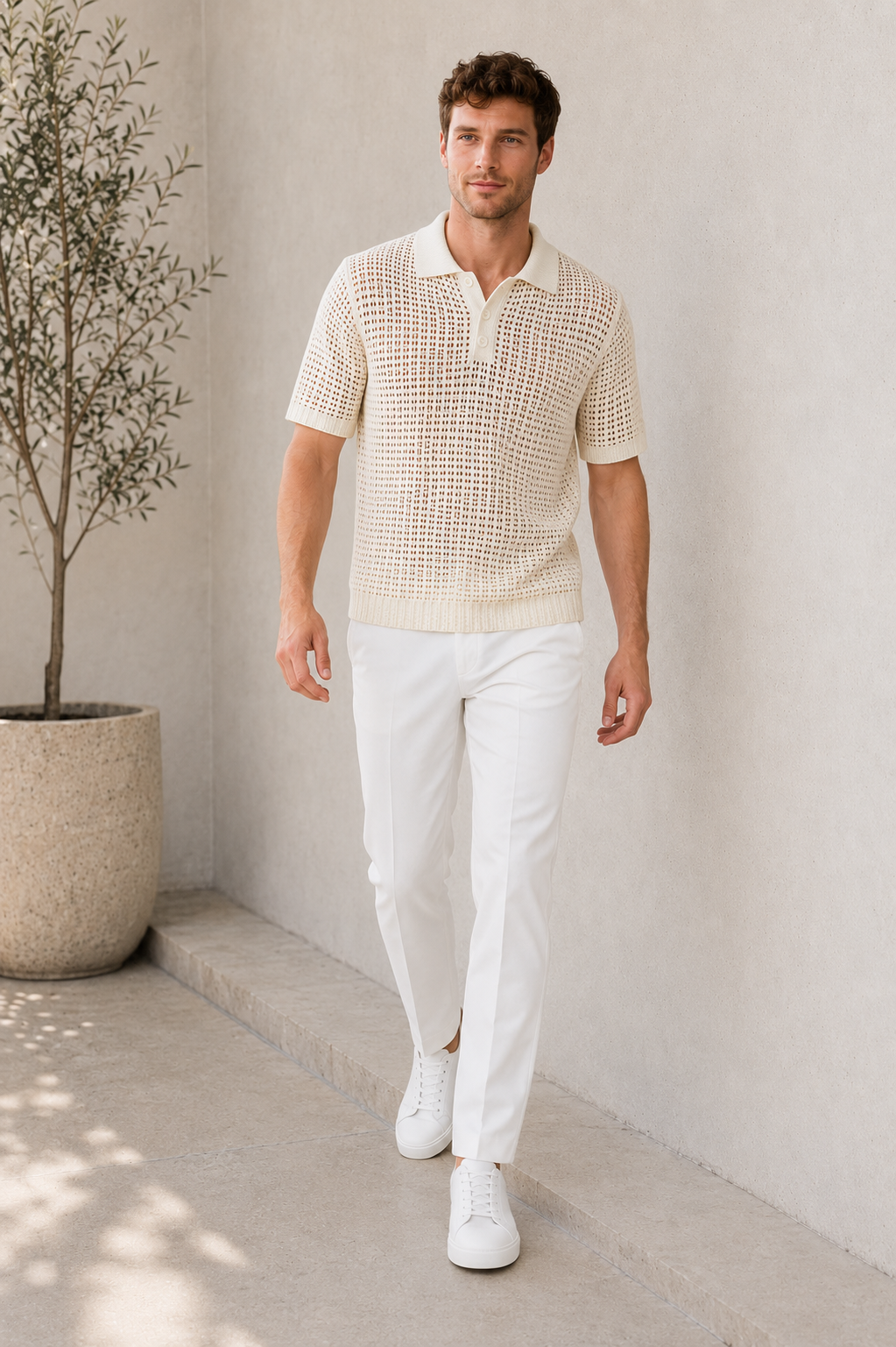 Soft knit polo shirt with classic collar