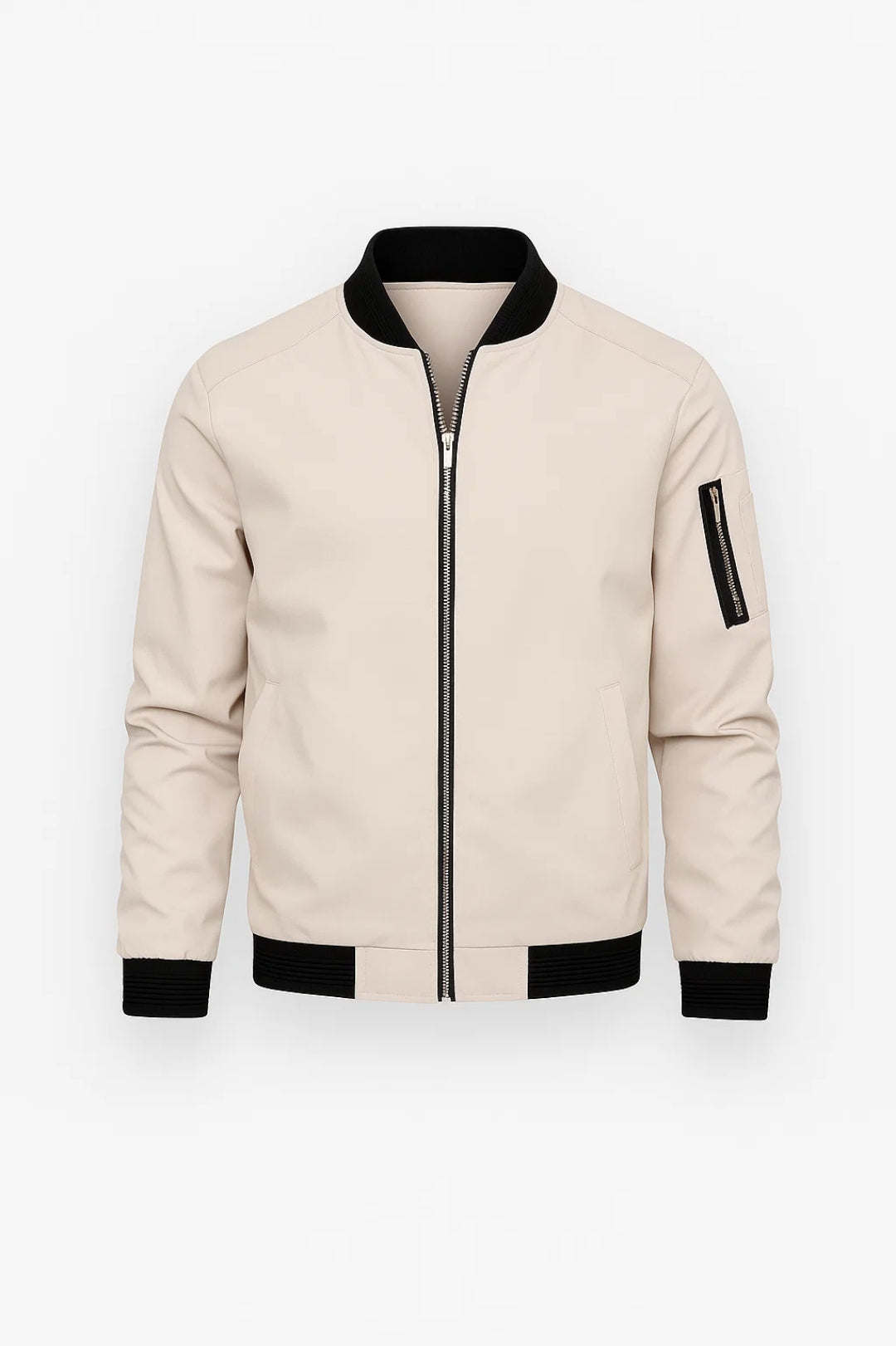Men's bomber jacket with contrast ribbed trim and side zip pocket detail