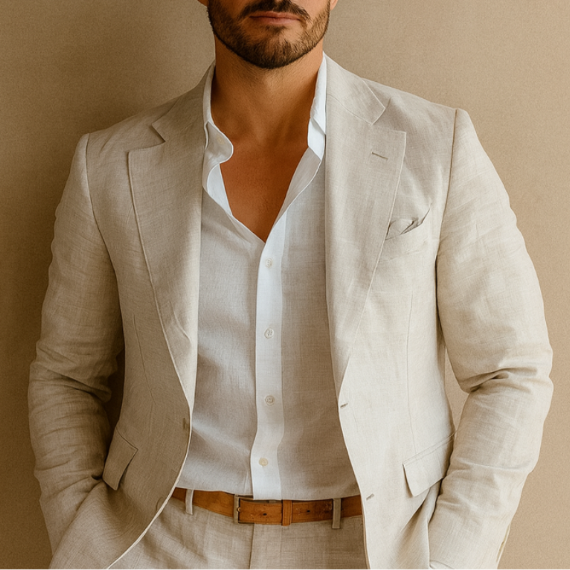 Linnekavaj med smal passform för affärsbruk herr