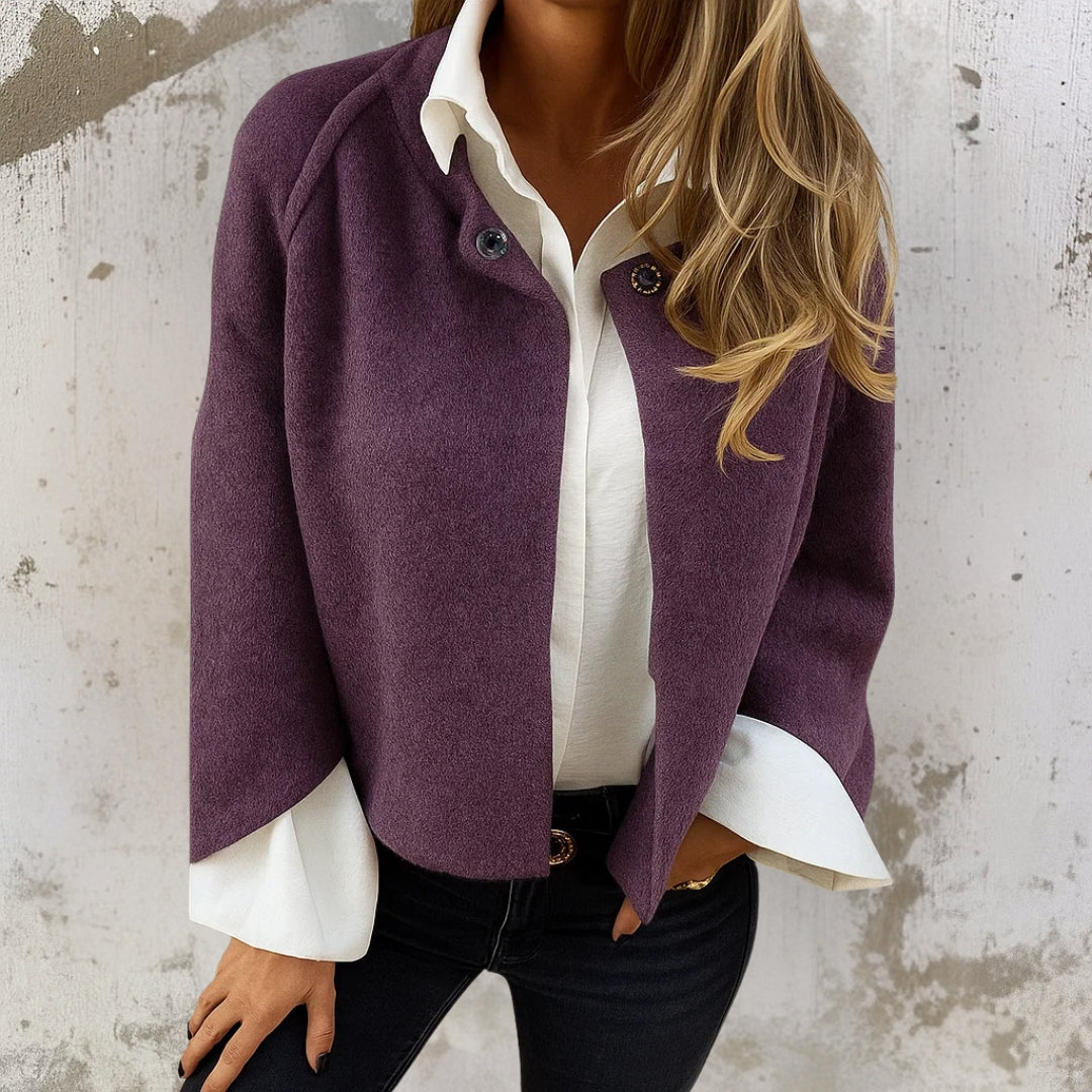 Women's wool-blend jacket with regular fit and discreet button front