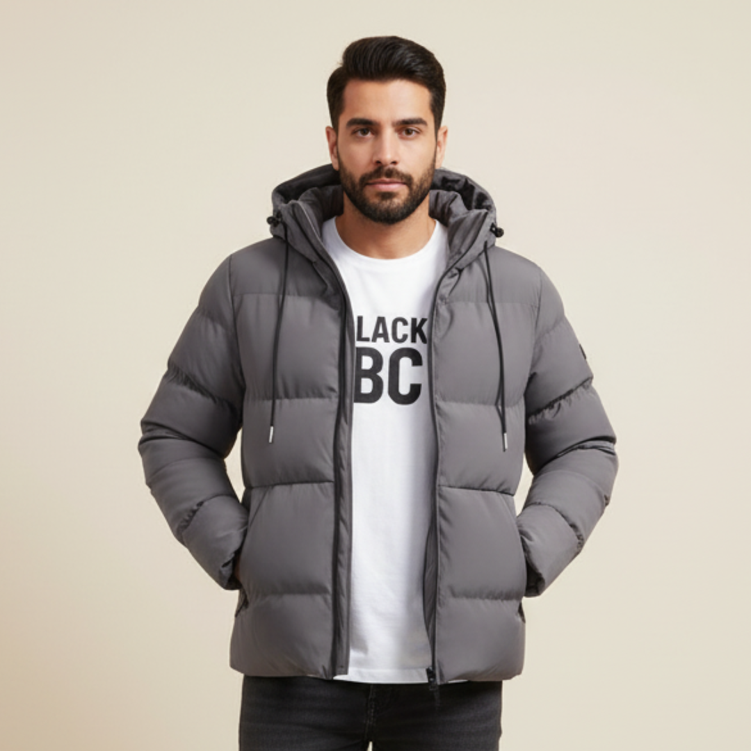 Sidovy av fleecefodrad vadderad herrjacka