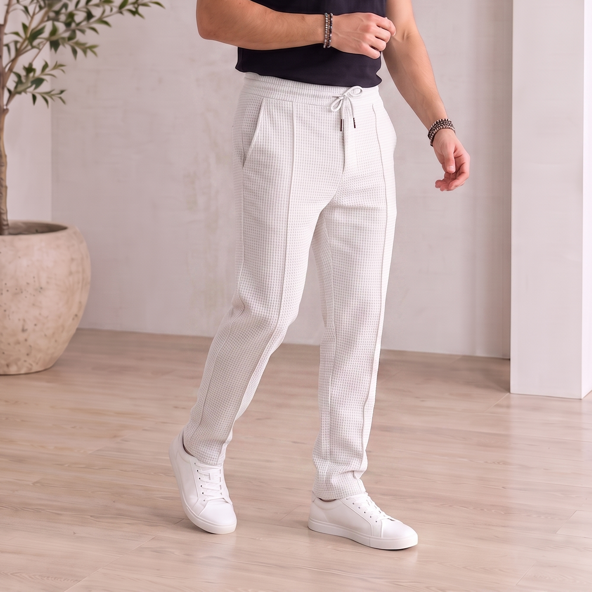 Textured Drawstring Pants Men