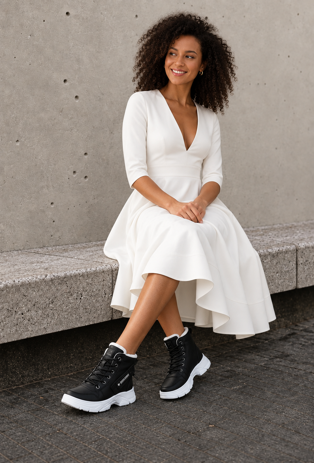 Black platform ankle boots women casual winter styling